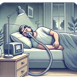 man sleeping with bipap machine